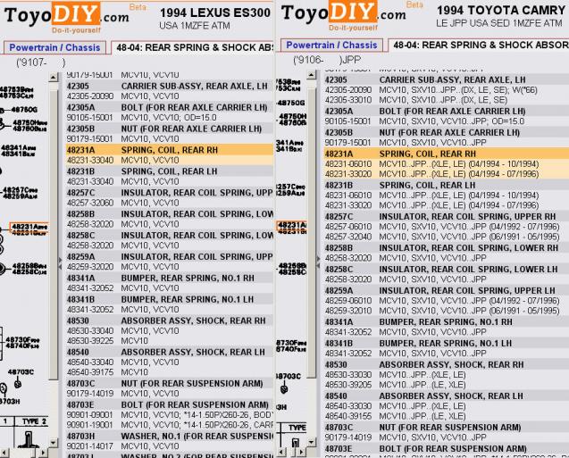 rear shocks 1994 toyota camry #5