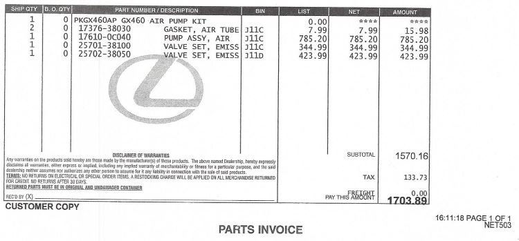 Code P2445 Air Injection pump? - ClubLexus - Lexus Forum ... champion fuel filter 