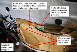 DIY Door inner handle, lock, cable repair 2001 LS430-08-cable-and-speaker-inspection.jpg